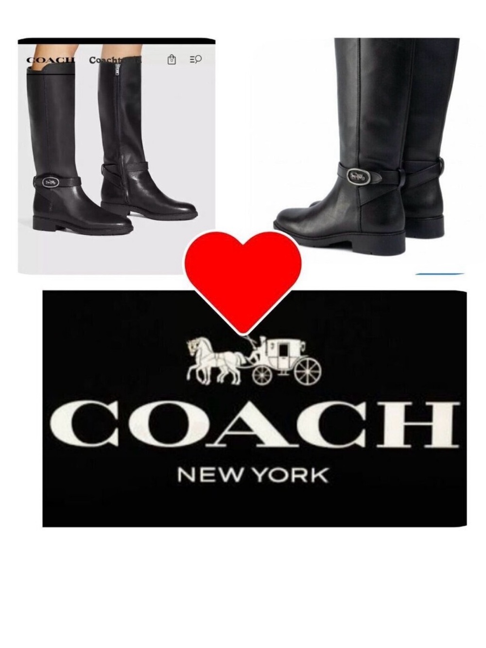 Coach Black Leather Over-the-Knee Riding Boots - Picture 16 of 16